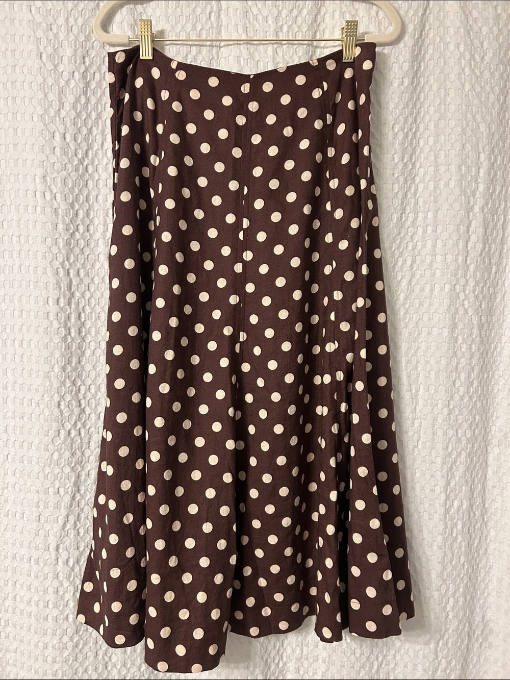 MANGO - Polka Dot Flare Linen Blend Skirt - US 6 - LIKE NEW